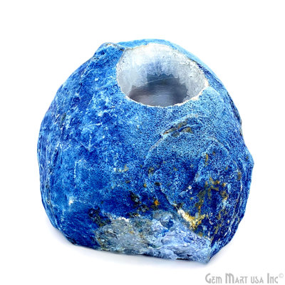 Rough Agate Candle Holder, Blue Crystal Home Décor, Natural Agate Home Accent