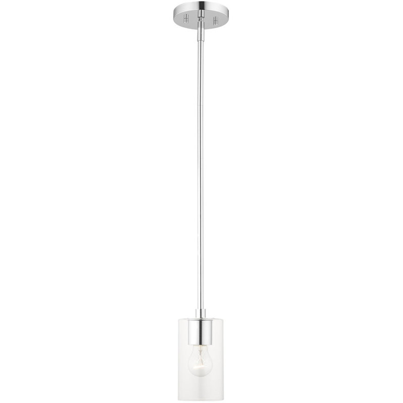 Luminaire suspendu cylindrique simple à 1 lumière Joaquim, Chrome poli