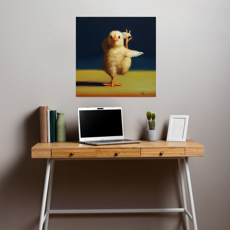 Art contemporain urbain avec oiseau poussin de yoga, H 18 po x l 18 po