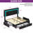 LED Adjustable Velvet Upholstered Headboard Bed Frame With 4 Storage Drawers And USB Ports-409339811-409645851