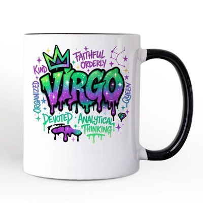 Virgo Graffiti Zodiac Mug, Street Style Astrology Horoscope Gift with Custom Name