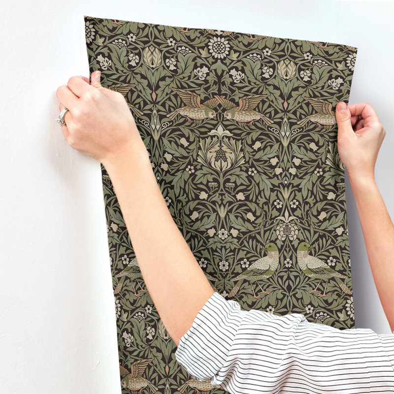 Bird Brown Floral Thicket Wallpaper, Brown