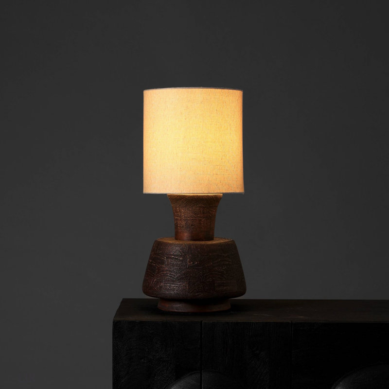 Lampe de table artisanale 13X13X26.5 fabriquée à la main avec base en boispour salon-chambre-maison-décoration-plateau de table, lampe de table