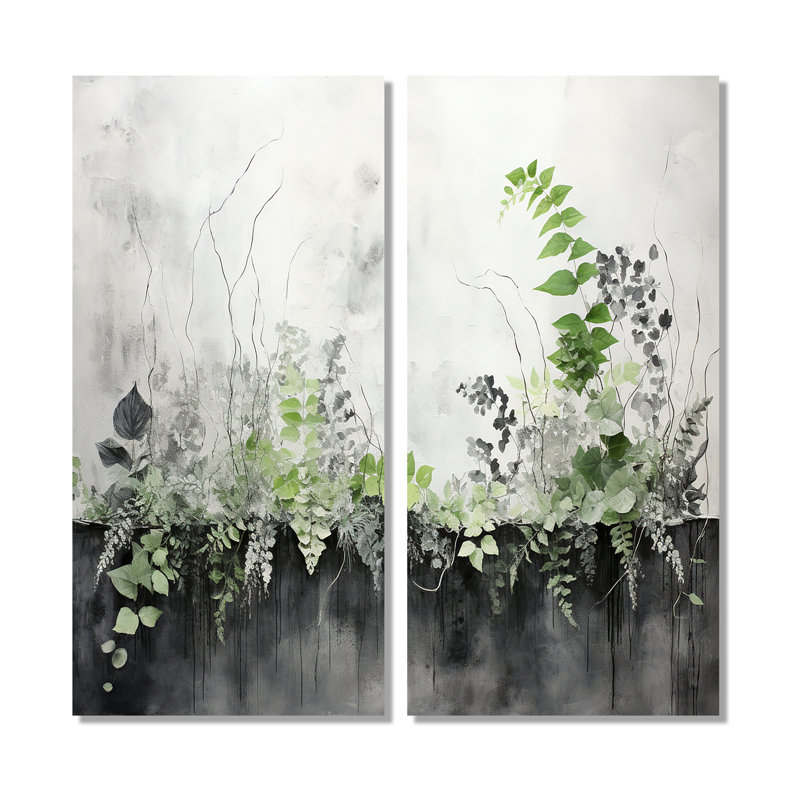 Minimalisme vert botanique sérénité - art mural vert, H 20 po x l 24 po, Toile tendue sur cadre, Ne s’applique pas