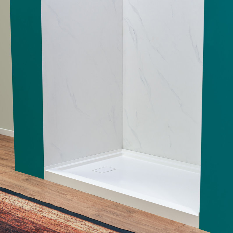 WOODBRIDGE 36" W 96" H 36" D 3-Piece  Shower Wall Panel Surround Kit, 3/16" (5Mm) Thick., Carrara White