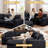 99" W Modular Sectional Sofa 4-Piece Corduroy Deep Seat Couch With Corner & 35" Wide Cloud Movable Ottoman-2066536820