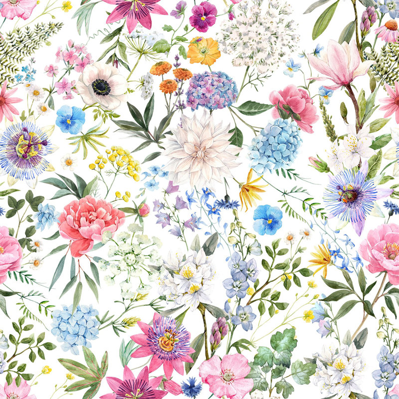 Peel & Stick Floral Wall Mural, 100" W x 8.33" L