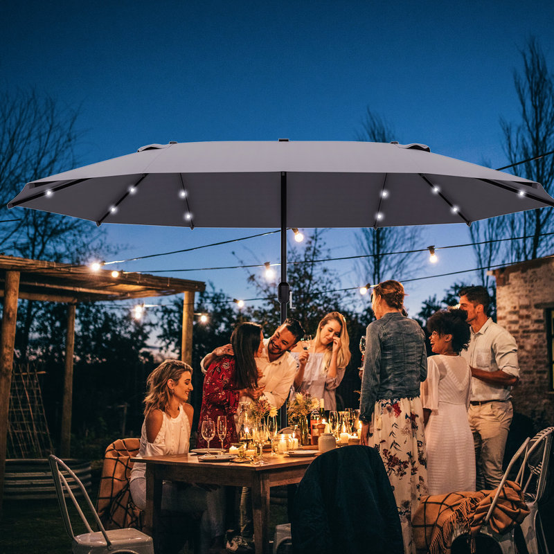 Icarus 4.4m x 2.6m Rectangular Traditional Parasol, Dark Grey