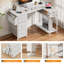 Bureau d'ordinateur en L de 47 pouces avec sac de rangement et 3 tiroirs en tissu, bureau de coin moderne avec tablettes de rangement, poste de travail peu encombrant pour la chambre à coucher, le bureau et les petits espaces, blanc-1531401197
