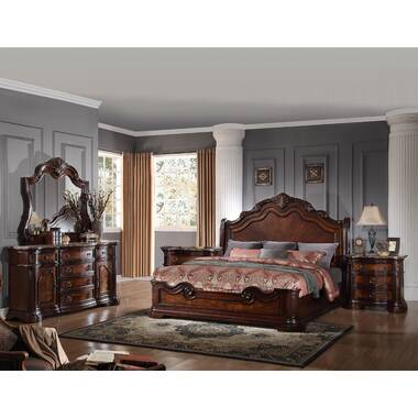 Nfl 1st & Goal 5 Pc Brown Cherry Dark Wood Full Bedroom Set