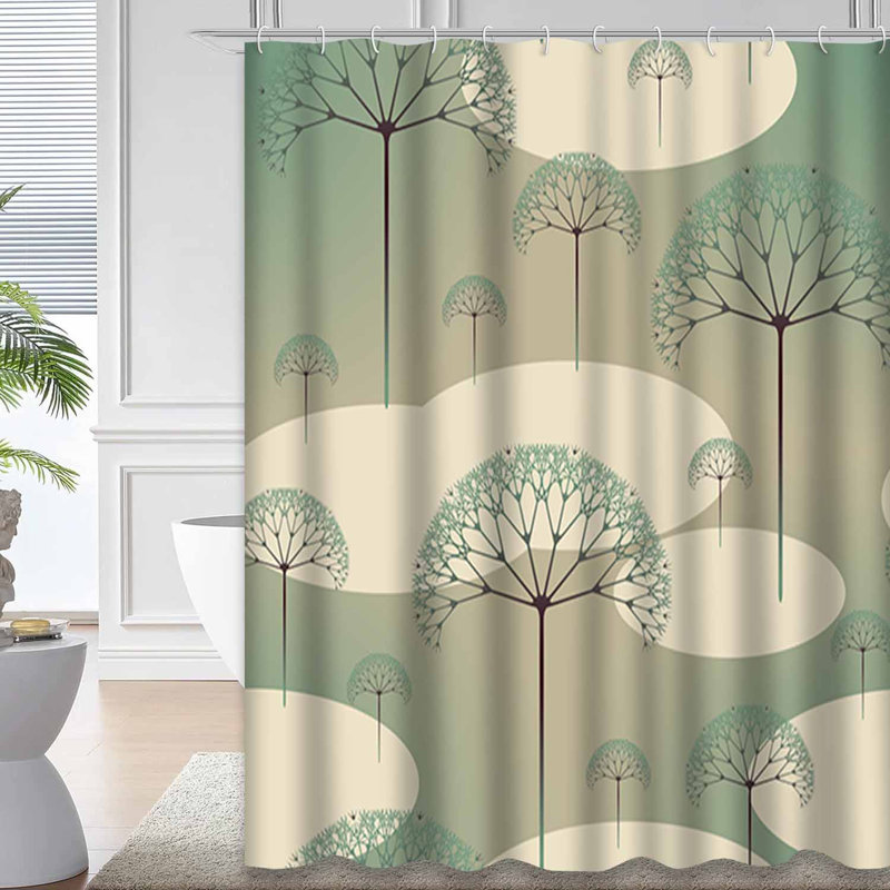 Rideau de douche avec 12 crochets Trees, L 72 po x l 78 po