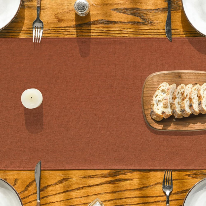 Rusty Orange Autumn Table Runner 40x180 cm | Seasonal Fall Machine Washable Kitchen Dining Table Decoration for Home Party Decor