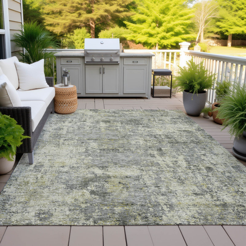 Tapis intérieur / extérieur lavable à la machine Xhevrie, Rectangle 10 pi x 14 pi
