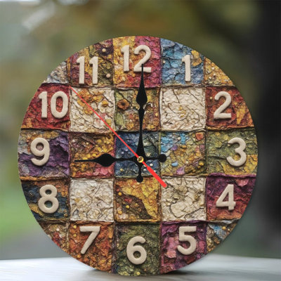 Multicolor Textured Clock With Numbers