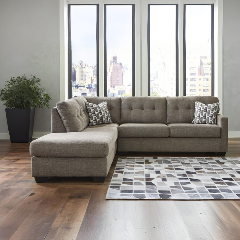 Upholstered L-Shaped Sectional, Left Hand Facing, Chocolate