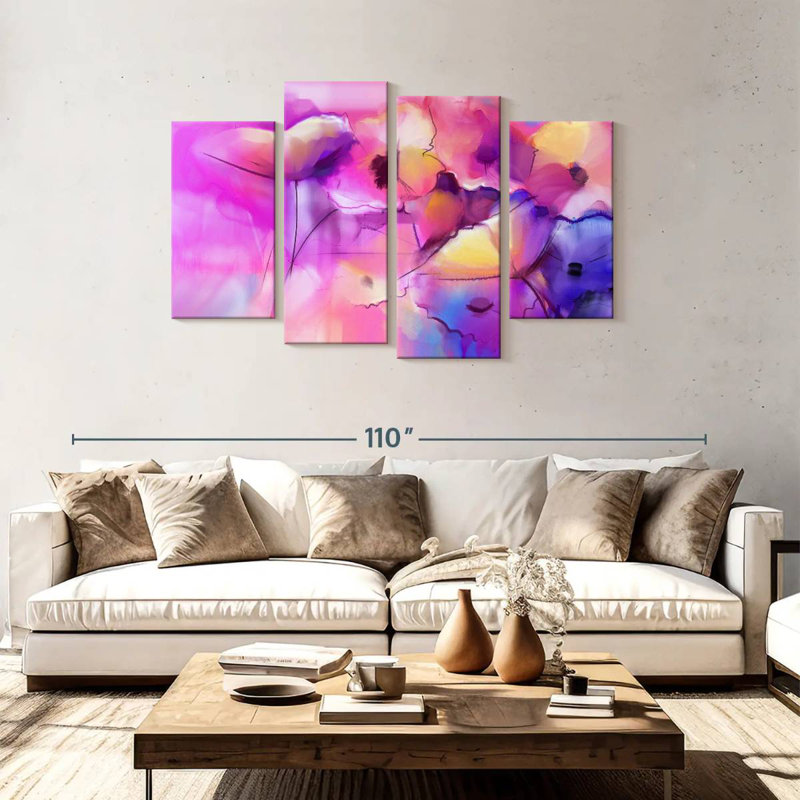 Avery Hot Pink Abstract, 48'' H X 75'' W