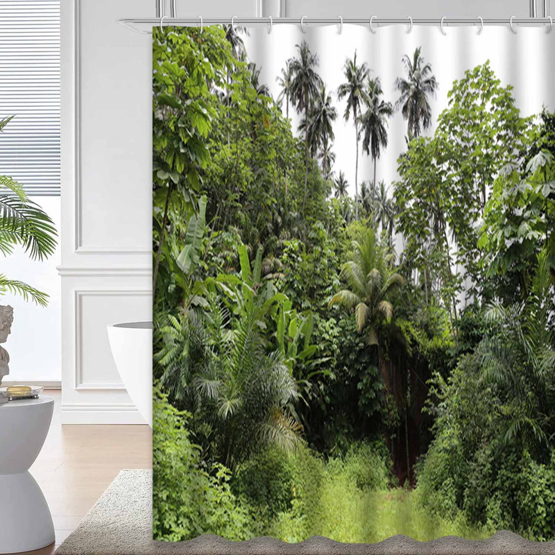 Rideau de douche à 12 crochets Tropical Forest Island, 72" L x 72" W