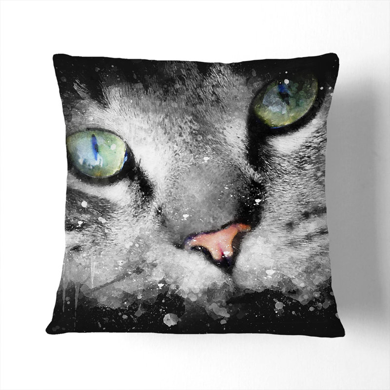 Portrait of a Cat Vol.2 Paint Splash Scatter Cushion, White, 55cm H x 55cm W x 20cm D