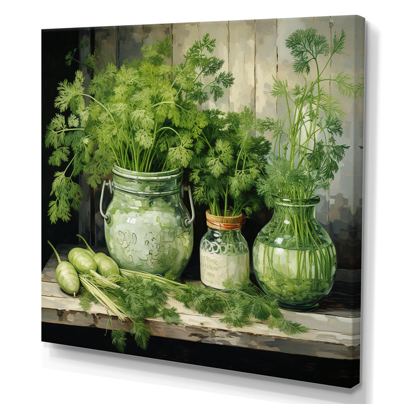 Herbes de poterie délices 3 - art mural herbes, Toile tendue, H 36 po x l 36 po x P 1,5 po