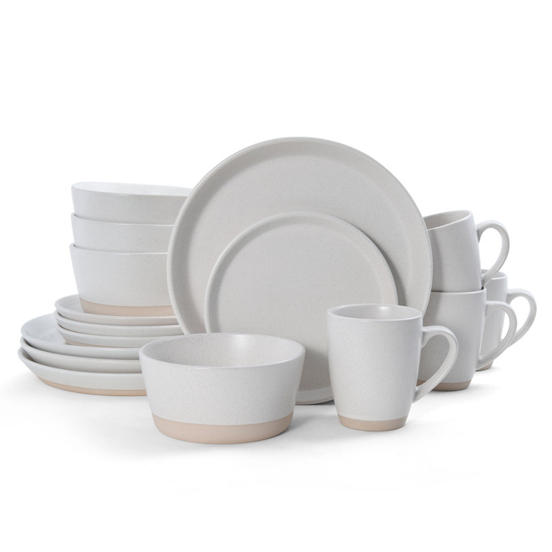 Service de table en grès 16 pièces Hudson, service pour 4, Crème