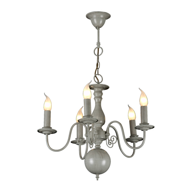 Doughton 5 - Light Candle Style Chandelier, Grey Taupe