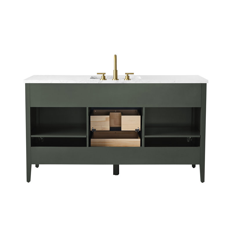 Emma 60" W Single Vanity, Vintage Green/Brushed Bronze