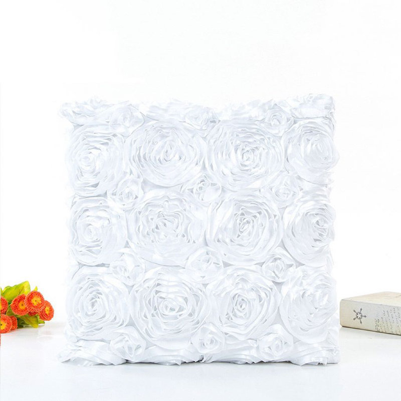 Ensemble de 2 coussins à volutes roses, Blanc