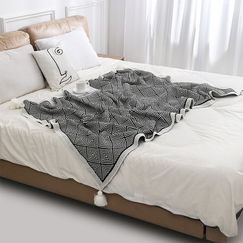 Knitted Throw Blanket, Black