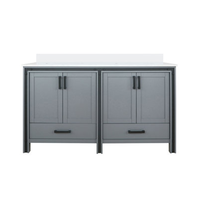 Meuble-lavabo double gris foncé 60 po X P 22 po D, avec plateau en marbre de culture