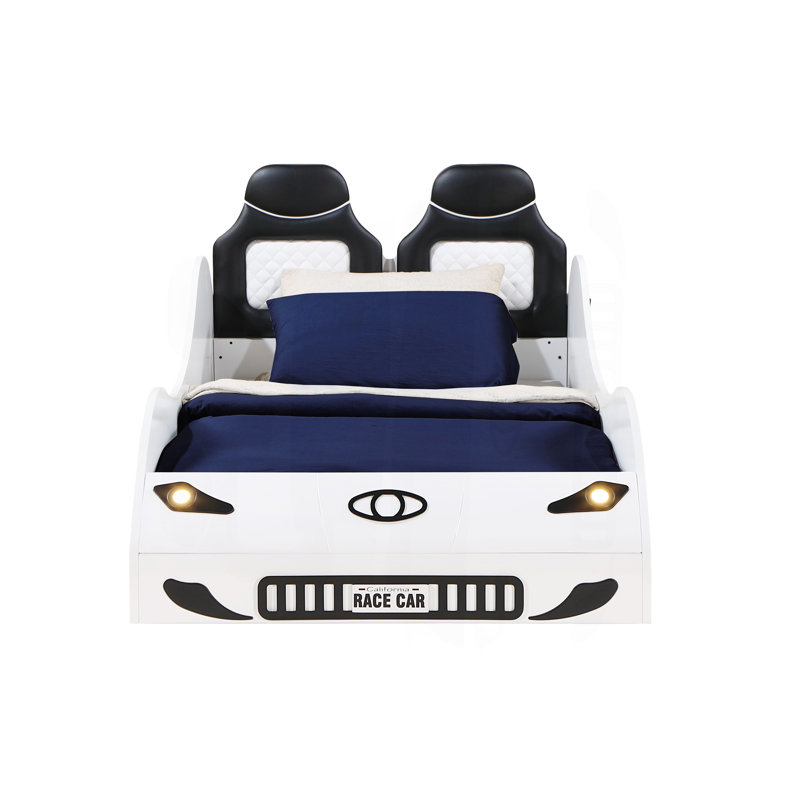 Lit voiture simple avec DEL Colen, Blanc