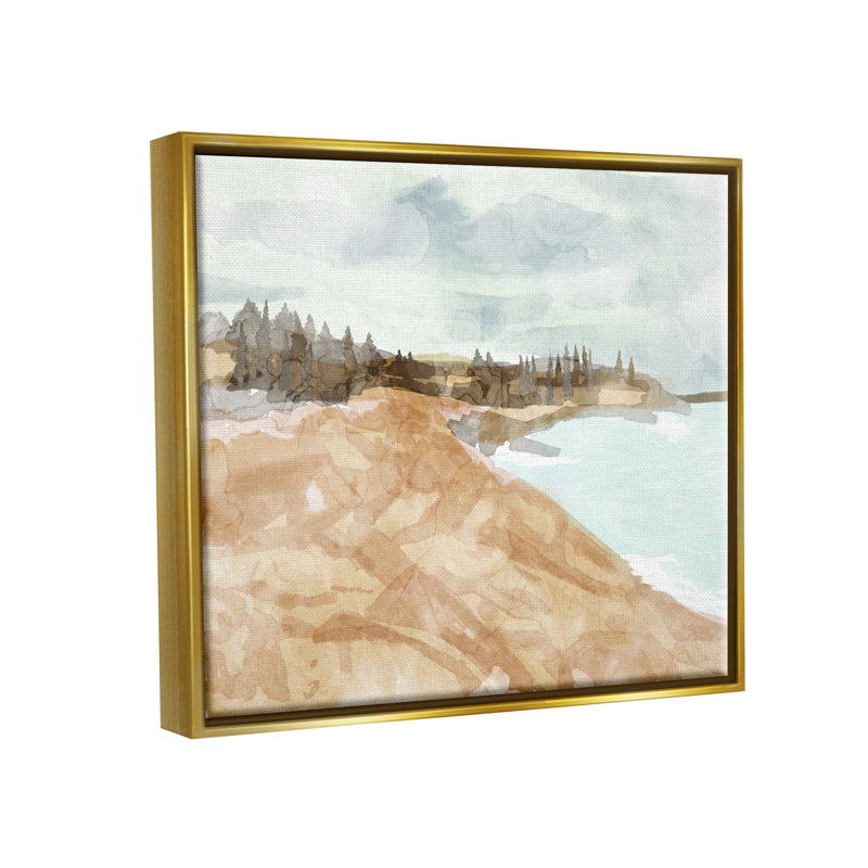 Abstrait, "Sandy Beach Coastal Landscape", art mural sur toile par Lil 'Rue, H 17 po x l 21 po x P 1,7 po
