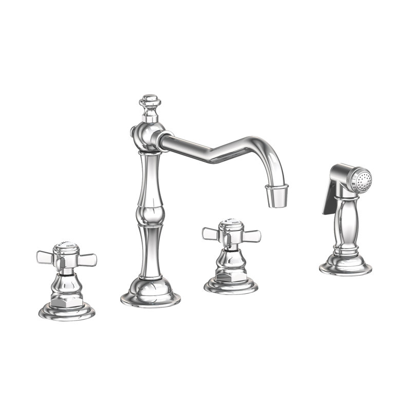 Fairfield Double Handle Kitchen Faucet with Side Spray, Polished Chrome