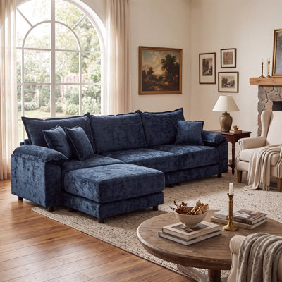118.8" Modular Sectional Sofa with Chaise, Oversized Deep Seating L-Shaped Couch, Modern Cloud Sofa for Living Room