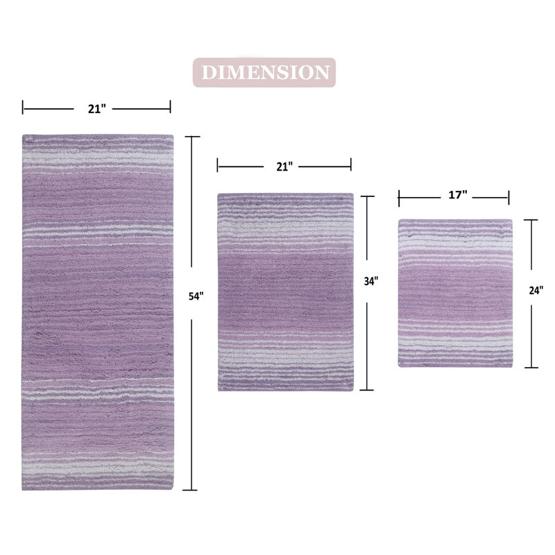 Alamanno 3 Piece Bath Rug Set, Purple
