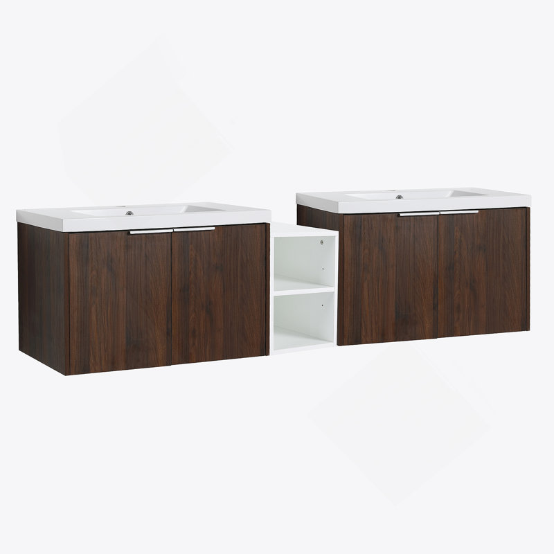 Meuble-lavabo 72 po à fermeture en douceur avec lavabo, Noyer de Californie, 72"