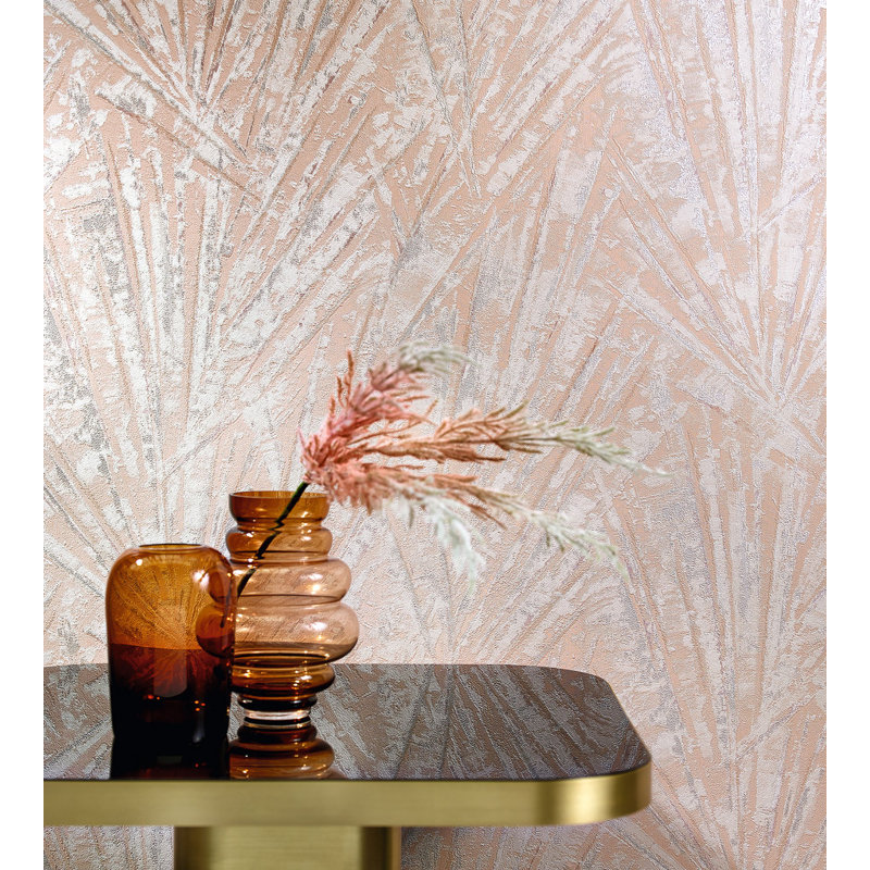 Evelina 10.05m x 70cm Textured Wallpaper Roll, Pink