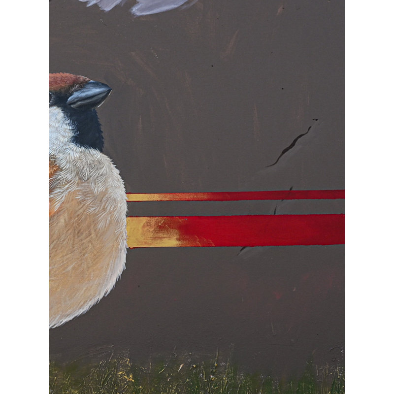 Le dernier moineau | Huile et acrylique sur toile | Par Sanskaar Singh
