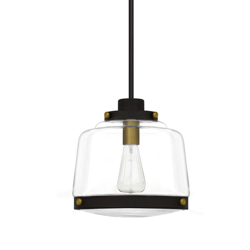 1 - Light Single Pendant, Ebony Bronze/Natural Gold