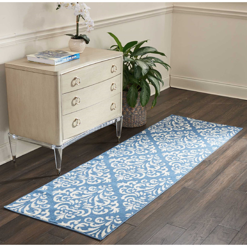 Tapis bleu Florissant, Tapis de couloir 2 pi 3 po x 7 pi 6 po