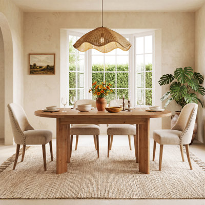 Solid Wood Oval Dining Table for 4-6 People