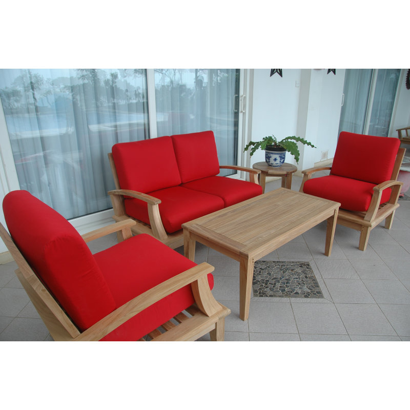 Brianna Outdoor 4 - Piece Teak Conversation Set