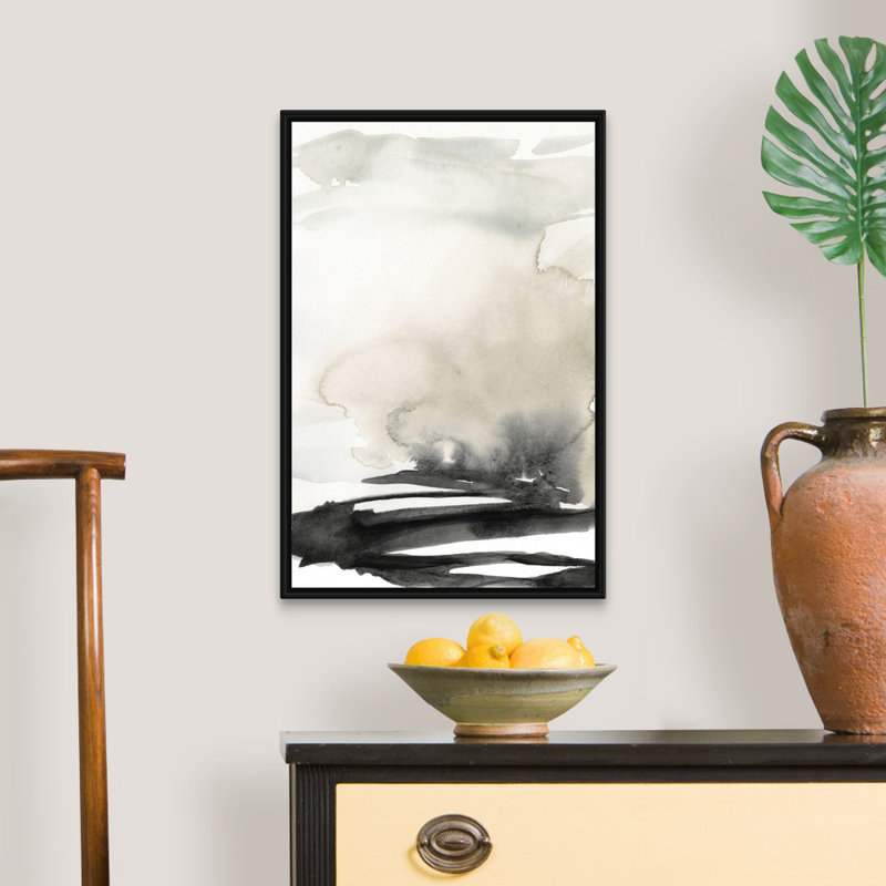 «Ebony Horizon Triptych I» par Jennifer Goldberger - reproduction d'art, H 26 po x l 18 po x P 1,75 po, Toile avec cadre noir