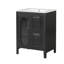 Meuble-lavabo de 24 po avec lavabo, deux tiroirs, tablette réglable, bois massif et panneau de fibres à densité moyenne, design moderne noir-708876925