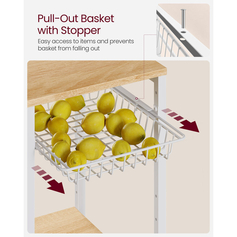 Milburn Kitchen Cart, Oak/Beige
