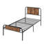 Structure de lit simple Kempst avec tête et pied de lit en bois, lit plateforme simple en métal rustique industriel avec support de lattes robuste, aucun sommier tapissier requis, brun-1484010327-1593960967