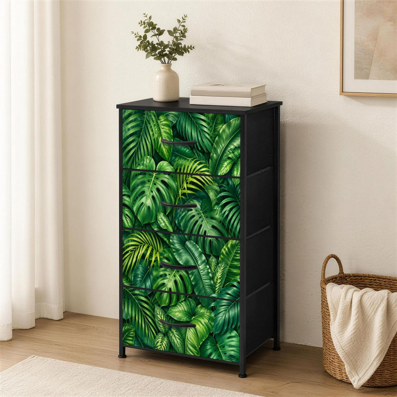 Commode à 4 tiroirs pour la chambre à coucher Vert Tropical