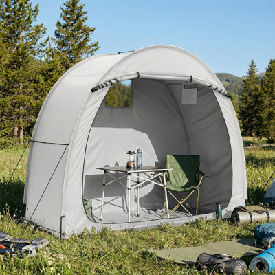 Tente de rangement pour vélo à arc, abri imperméable résistant aux rayons UV Oxford, cadre à double fermeture à glissière, fenêtre de ventilation, installation facile en 3 minutes pour le vélo, les outils de jardin, le rangement extérieur