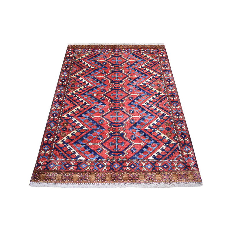 Kyeana One-of-a-Kind Rectangle 4'1" X 5'9" New Age Wool Area Rug in Red