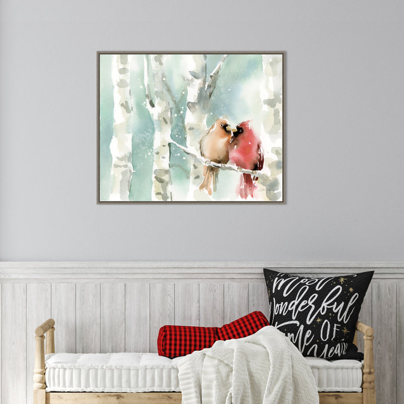 "Christmas Cardinals" par Katrina Pete - cadre flottant, impression sur toile