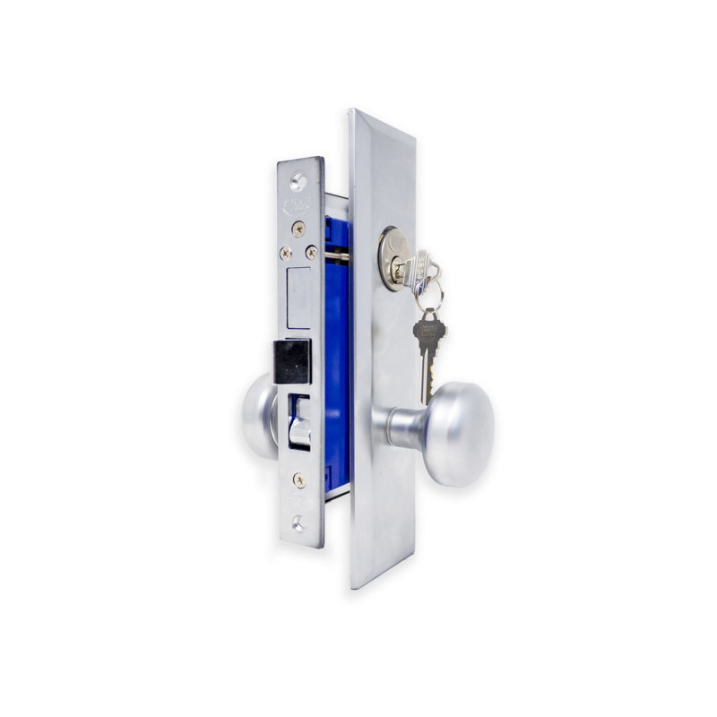 Bouton de serrure à mortaise complet, Oui, Chrome satiné